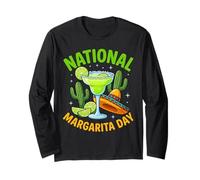 National Margarita Day Cactus Sombrero Lime Mexican Cocktail Long Sleeve T-Shirt