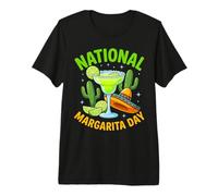 National Margarita Day Cactus Sombrero Lime Mexican Cocktail Premium T-Shirt