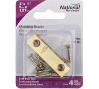 NATIONAL MFG/SPECTRUM BRANDS HHI N190-892 Mending Plate with Screws (4 Pack), 2" x 1/2", Bright Brass Finish