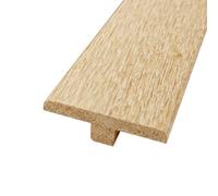 National Mouldings Unfinished Natural Oak T Section Twin Transition For Laminate Wood Flooring Threshold Trim 0.9M Long Door Bar Strip (10mm Rebate)