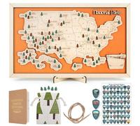 National Park Map Tracker, US National Parks Map, Wooden National Park Checklist Map Includes Journal, Pins & Stickers, National Park Lovers Gift for Hikers, Couples & Families