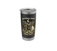 National Park Night Shift Cryptid Campfire Vintage Bigfoot Stainless Steel Insulated Tumbler