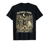 National Park Night Shift Cryptid Campfire Vintage Bigfoot Value Graphic T-Shirt, Men, Black, L
