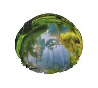 National Park Shower Cap for Women Men, Elastic and Reusable, Stylish Large Waterproof Shower Bonnet, Washable Hair Bath Caps, Double Layers Bathing Hat for Long Hair, Braids