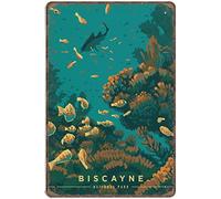 National Park Wonders Down Under Biscayne Florida Keys Usa Minimalist Art Print Location Style Prints Wall Decor Novelty Tin Sign Plaque Bar Pub Vintage Retro Wall Decor Home Group Porch 5.5x8 Inch