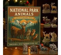 National Parks 2025 Advent Calendar, 24 Days Christmas Countdown with 24 Wildlife 2D Acrylic Ornaments, Collectible Decor for Nature Lovers, Outdoor Enthusiasts & Families (A)