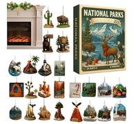 National Parks A.dvent C.alendar, Reusable Yearly, 26x18x3cm, Christmas Countdown Calendar, Acrylic Holiday Ornaments, National Park Designs, For Kids, Teens