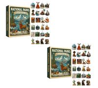 National Parks Advent Calendar 2025, 24 Day Christmas Vacation Advent Calendar with Unique Ornaments, Christmas Advent Calendar 2025 for Nature Lovers Outdoor Enthusiast Collectible Gift (Green-2PCS)
