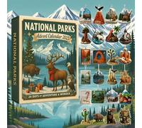 National Parks Advent Calendar 2025, 24 Days Christmas Countdown Calendar with 24 legendary landscapes and wildlife, Countdown Surprise Gifts for explorers and nature lovers (Green-1PC)