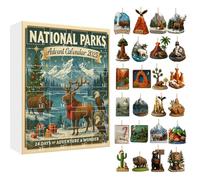 National Parks Advent Calendar 2025 with 24 National Park Treasure Ornament 24 Days Christmas Countdown Calendar for Explorers Families and Nature Lovers