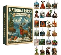 National Parks Advent Calendars 2025 | 24 Day USA National Parks Ornaments Christmas Countdown Calendar | America Nationals Park Wildlife Landscapes Pendant Christmas Tree Decorations for Nature Lover