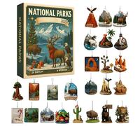 National Parks Advent Calendars 2025, 24 Days Christmas Countdown Calendar with Landscapes and Wildlife, 2D Acrylic National Parks Hanging Pendants, for Explorers & Nature Lovers