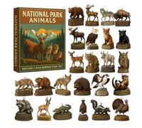 National Parks Calendar - Acrylic Animal Ornament, Countdown Pendant Set, 24 Piece Display with Hanging Function | Festive Decoration for Birthday Party, Office, Home, Room, Classroom, School