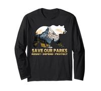 National Parks Save Our Parks Bear Silhouette Nature Scenery Long Sleeve T-Shirt