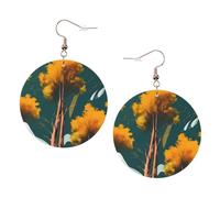 National Parks Sunshine Trees Leather Round Earrings Color Valentine'S Day Festival Activities Fashion Women'S