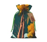 National Parks Sunshine Trees Linen Drawstring Gift Bag Xmas Party Candy Bag Reusable Storage Pouches