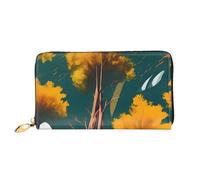National Parks Sunshine Trees Print Leather Cell Phone Wallet Credit Card Wallet Womens Wallet Zipper Pocket Black One Size Black One Size Black One Size, Black/White, One Size