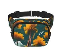 National Parks Sunshine Trees Square Double-Layer Waist Bag Mini Adjustable Waist Belt Bag Exercise Running Travel Hiking, Black, One Size