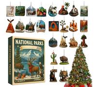 National Parks Themes Christmas Countdown 2025, 24 Day Acrylic A-dvent Flat Pendant, National Park Ornaments Festive Decor For Holiday Vacation Toddler Teen Adult Women Men Kids Family