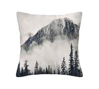 National Parks Valentines Day Polyester Velvet Pillow Covers Non-Fading,Canadian Mountain Cliff Idyllic,Sofa Home Decorations Wedding Anniversary Vacation Decor,Black White 16 x 16 inch