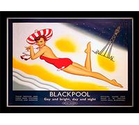 National Railway Museum "Blackpool - Gay and Bright, Day and Night Framed Print, Multi-Colour, 30 x 40 cm