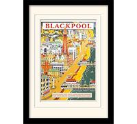 National Railway Museum "Blackpool Vintage Advert Mounted and Framed Print, Multi-Colour, 30 x 40 cm