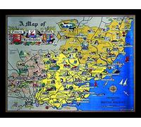 National Railway Museum Essex, Suffolk Herts Map Framed 30 x 40cm Print, MDF, Multi-Colour, 42 x 32 x 2.4 cm