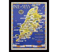 National Railway Museum "Isle of Man (Map) Framed Print, Multi-Colour, 30 x 40 cm