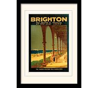 National Railway Museum MP10093P-PL Brighton-Sheltered Walk Mounted & Framed 30 x 40cm Print, MDF, Multi-Colour, 42 x 32 x 2.4 cm