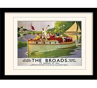 National Railway Museum "Norfolk Broads Mounted and Framed Print, Multi-Colour, 30 x 40 cm