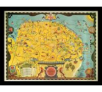 National Railway Museum "Norfolk Map Framed Print, Multi-Colour, 30 x 40 cm