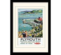 National Railway Museum "Plymouth (2)" Mounted and Framed Print, Multi-Colour, 30 x 40 cm