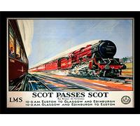 National Railway Museum "Scot Passes Scot Framed Print, Multi-Colour, 30 x 40 cm