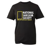 National Sarcasm Society Geographic Parody Funny T-Shirt, Like we Need Your Help Tee, Unisex Kids Adult Top (Black, 4XL)