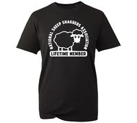 National Sheep Shagger Association Graphic Tee - Humorous Lifetime Member T-Shirt - Funny Statement Design for Bold Personalities - Casual Unisex Fit (Black, XL)