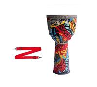 National Style African Drum Goatskin Drumhead Portable, Percussion Djembe Drum Adults Darbuka Drum Concert(8.5 inches,Red A)