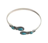National Style Personality Retro Alloy Open Bracelet Female Bracelet Jewelry Thick Hoop Earring (Mint Green, One Size)