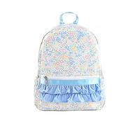 National style printed backpack, large capacity waterproof ruffled student backpack, cute and sweet travel bag