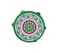 National Style Tambourine for Kids, Teenager Held Percussion Tamborine Portable for Travel Camping, Song Recording Metal Jingles Hand Drum(E)