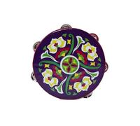 National Style Tambourine for Kids, Teenager Held Percussion Tamborine Portable for Travel Camping, Song Recording Metal Jingles Hand Drum(D)