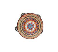 National Style Tambourine for Kids, Teenager Held Percussion Tamborine Portable for Travel Camping, Song Recording Metal Jingles Hand Drum(EE)