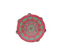 National Style Tambourine for Kids, Teenager Held Percussion Tamborine Portable for Travel Camping, Song Recording Metal Jingles Hand Drum(CC)