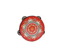 National Style Tambourine for Kids, Teenager Held Percussion Tamborine Portable for Travel Camping, Song Recording Metal Jingles Hand Drum(DD)