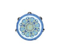 National Style Tambourine for Kids, Teenager Held Percussion Tamborine Portable for Travel Camping, Song Recording Metal Jingles Hand Drum(W)