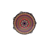 National Style Tambourine for Kids, Teenager Held Percussion Tamborine Portable for Travel Camping, Song Recording Metal Jingles Hand Drum(AA)