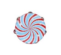 National Style Tambourine for Kids, Teenager Held Percussion Tamborine Portable for Travel Camping, Song Recording Metal Jingles Hand Drum(F)