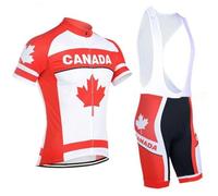 National Team CANADA Cycling Jersey Set For Men,Breathable MTB Bike Shirt Bib Short Kits GEL Paddad (M)
