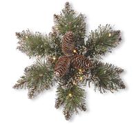 National Tree Company lit Artificial Christmas Star-Shaped Wreath Includes Pre-strung White LED Lights Glittery Bristle Pine-14 Inch