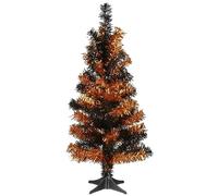 National Tree Company Tinsel Tree, Black, Orange, Halloween Collection, 24 in