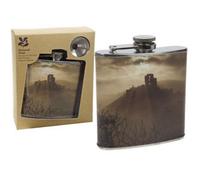 National Trust'corfe Castle' 6Oz Hip Flask - Sand
